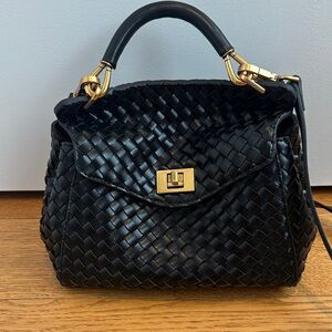 JW PEI Black Woven Satchel with Gold Accents - never worn
